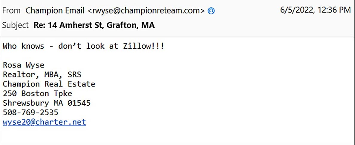 Rosa Wyse: Who knows - don't look at Zillow!!!